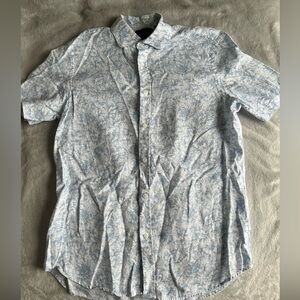 BLACK BROWN 1826 LINEN BUTTON UP DRESS SHIRT